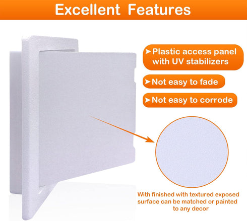 Suteck Plastic Access Panel for Drywall Ceiling, 10 x 10 Inch Reinforced Plumbing Wall Access Doors Removable Hinged