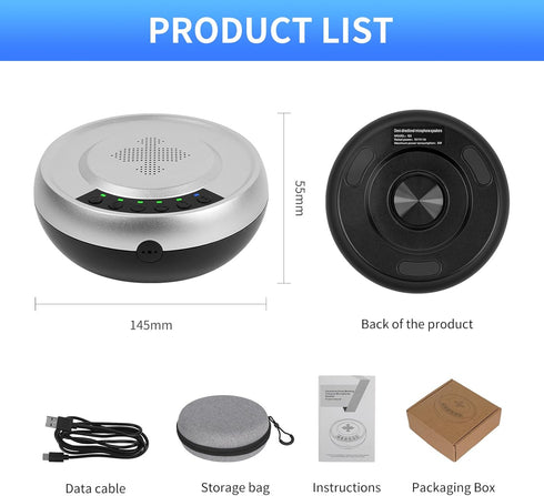 XTUGA Q3 360Voice Conference Speaker Bluetooth Microphone, Pickup Noise Reduction Gain Control for Meetings,Zoom,Home