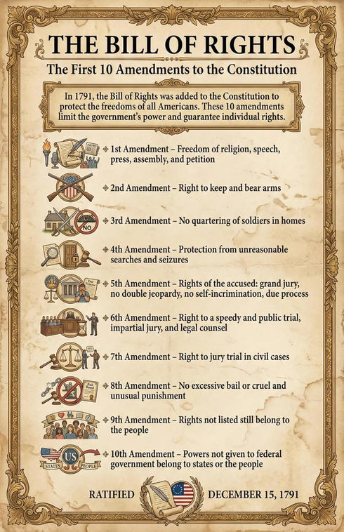 Set (12 Pack) 11x17 JELLY BEAN GENIUS US Founding Documents Poster - Constitution, Bill of Rights, Declaration