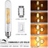 Leools T10 LED Bulbs, 12W Dimmable Tubular Bulb, 100W Equivalent Edison Style Vintage Filament, 3-Pack