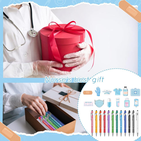 Yaomiao 24 Pcs Nurse Week Gifts Bulk Cna Gifts Funny Nursing Sticky Memo Notes with Ballpoint Pens Appreciation Medical