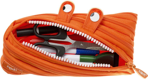 ZIPIT Monster Large Pencil Case for Boys - Pencil Pouch for School, College & Office (Orange)