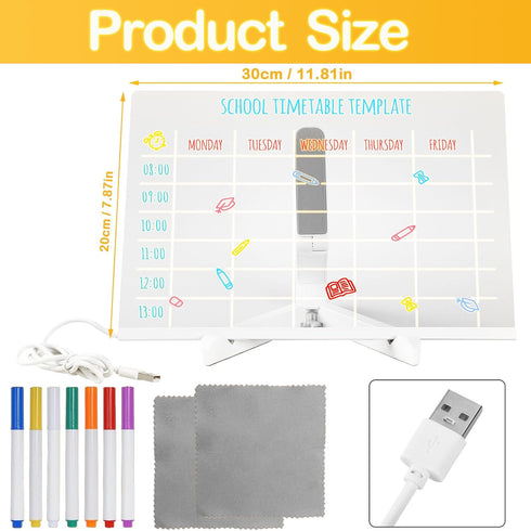 LED Note Board with Colors, Acrylic Dry Erase Board for Kids, Light up Board with Stand & 7 Pens