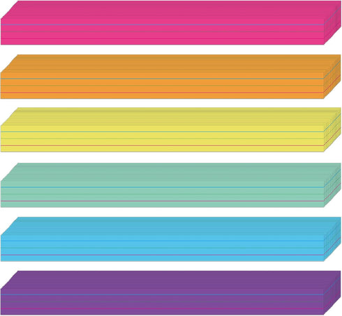 Faccito 120 Pack Sentence Strips, 3 x 36 Inch Dry Erase Ruled Rainbow Writing Strips for Classroom Office Supplies