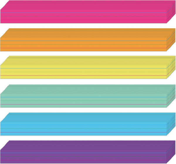 Faccito 120 Pack Sentence Strips, 3 x 36 Inch Dry Erase Ruled Rainbow Writing Strips for Classroom Office Supplies