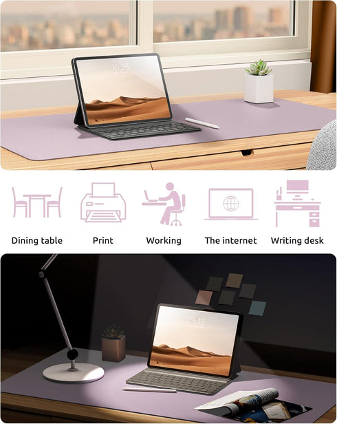 YSAGi Leather Desk Pad Protector, Large Mouse Pad, Non-Slip PU Blotter for Office Home (Grayish Lavender, 23.6" x 13.8")