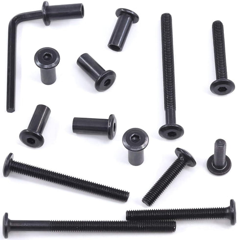 Mardatt 85pcs 7 M6x20mm/30mm/40mm/50mm/60mm/70mm/80mm Sizes Black Hex Socket Cap Bolts and Barrel Nuts Assortment Kit