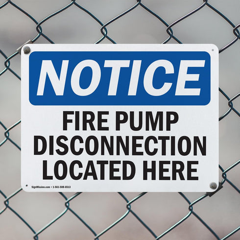 (2 Pack) Fire Pump Disconnection OSHA Notice Sign, 10 Inch X 7 Inch Indoor/Outdoor Rust-Free Aluminum