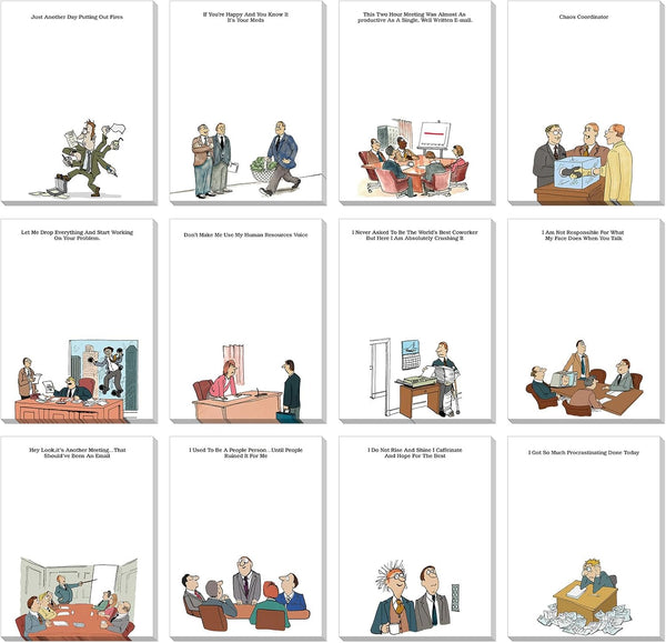 Funny Notepads with Sayings, Sticky To Do List Notepad, Assorted Designs for Workers, 12 Designs, 3 x 3.93 Inch
