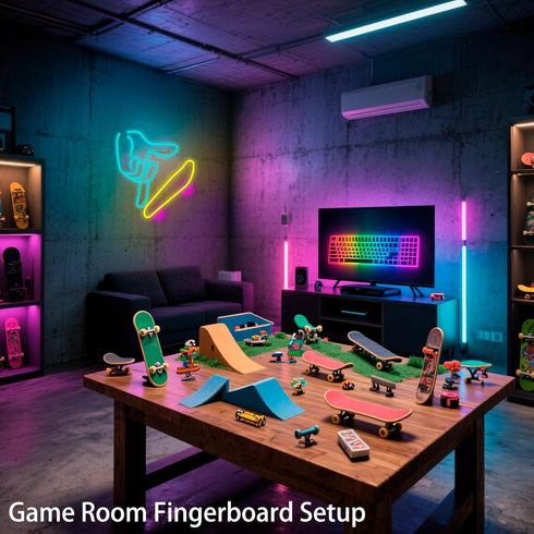Dimmable Finger Skateboards Neon Sign for Wall Decor, Skateboard LED Fingerboard Neon Light for Kids, Teens, Adults