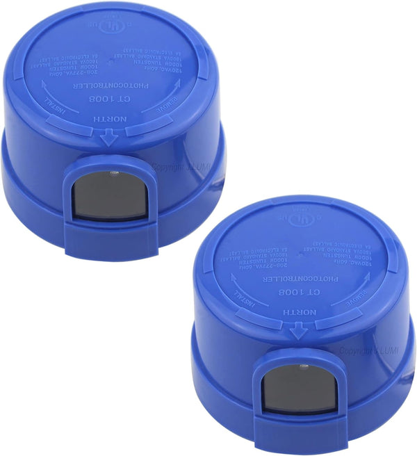 YCA1008 Twist Lock Photocell Sensor, UL Listed, Blue, Outdoor Heavy Duty Light Sensor, Pack of 2
