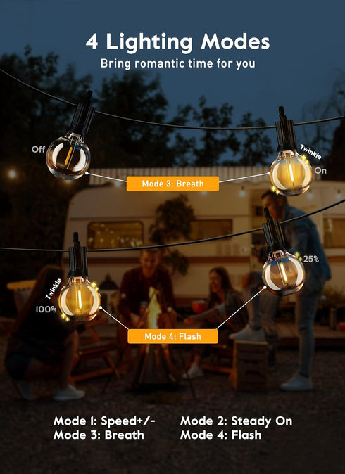 38Ft(28+10) 17 Bulbs(2 E12 Brightown Led String Lights Outdoor with Remote Hooks and Clips, Patio String Lights