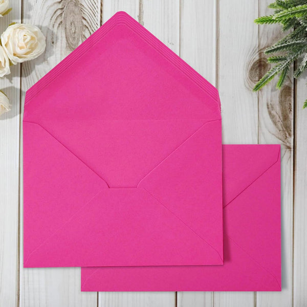 Whaline 50Pcs A7 Invitation Envelopes Set Hot Pink Greeting Card Envelopes for Mailing (7.2x5.2 Inch)
