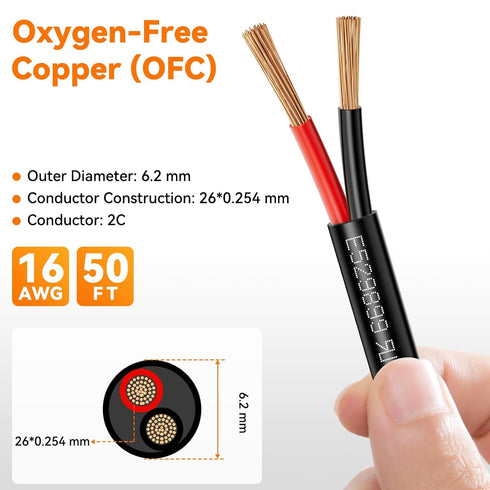 CMRVBNQ 16 2 50FT Gauge Conductor Low Voltage Wire, Oxygen Free Copper (OFC) Flexible Electrical Wire for Landscape