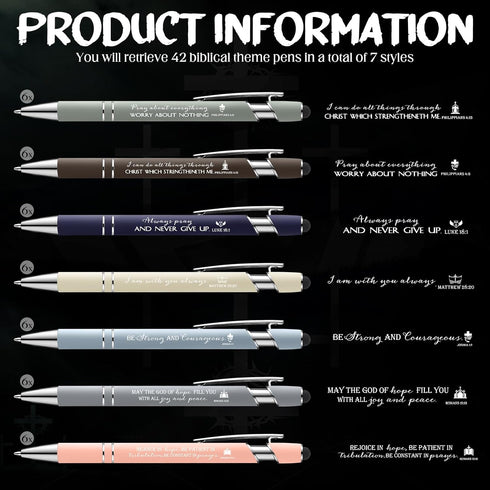 Fumete 42 Pcs Bible Verse Ballpoint Pens, Christian Stylus Pens with Inspirational Quotes, Bible Verse Pens Bulk Gift