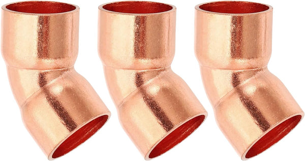 PATIKIL 5/8" ID 1mm Thick Elbow Copper Fitting, 3pcs 99.9% Pure Copper 45 Degree Pipe Fitting