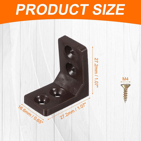 50pcs 0.7"x1.1" (16.6x27.2mm) 90 HARFINGTON Plastic l Brackets Large Square l Shape Bracket Degree Right Angle Corner
