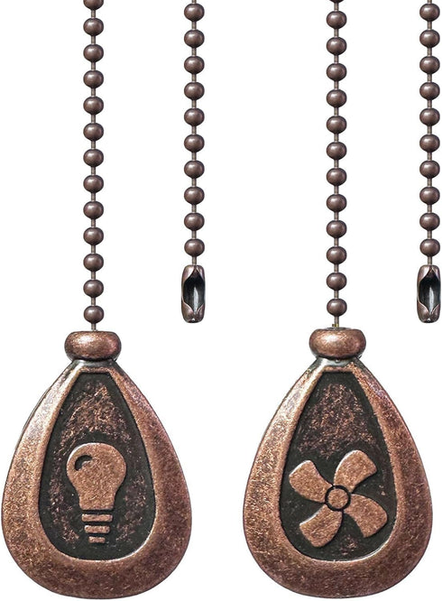 Ceiling Fan Pull Chain Extender, 2-Pack 12 Inch Metal Pull Chains with