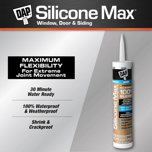 DAP Silicone Max All Purpose Sealant, Clear, 10.1 Oz (7079808791) by DAP