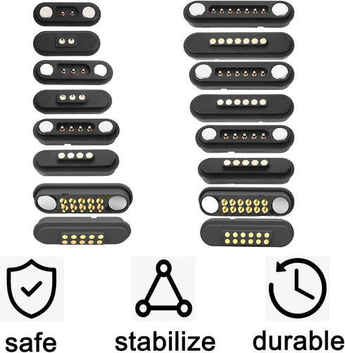 1Pair Magnetic Pogo Pin Connector, 2P/3P/4P/5P/6P/7P/8P/9P/10P/12Pin DC Power Male+Female Socket
