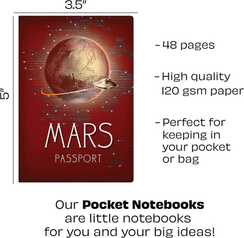 The Unemployed Philosophers Guild Passport to Mars Notebook, Space Themed, 3.5" x 5"