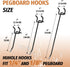 HUHOLE Pegboard Hooks 2 Inch 50PC, Black Peg Board Hooks, Fit 1/4" or 1/8" Pegboard, Ideal Organizer Accessories for