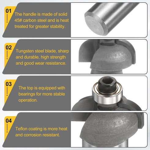 1/2" 13/16" 5/16" HARFINGTON Cove Router Bit Shank Dia Cutting Height Radius Raised Panel Bit Edge Forming for DIY