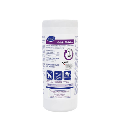 Oxivir Diversey Tb 5388471 Ready-to-Use Disinfectant Cleaning Wipes, Accelerated Hydrogen Peroxide, Large