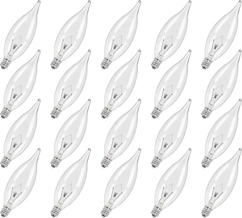 COLWATT 20-Pack E12 Candle Light Bulbs 25W Warm White 2500K, 240 Lumen