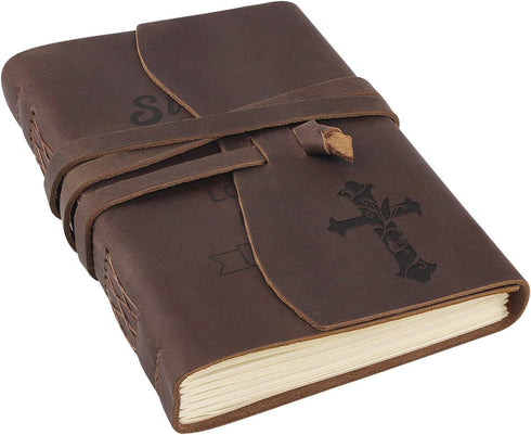 kullder Personalized Leather Journal - Engraved Joshua 1:9 Bible Inscription Notebook, 5×7IN Travel Diary