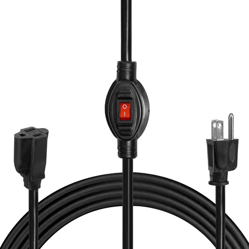 IRON FORGE CABLE Inline Extension Cord with On-Off Switch, 6 FT, 16/3 SJTW Power Switch, Black Household Outlet