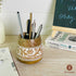Mie Creations Designer Pencil Holder for Desk Wood | Paintbrush Holder Cup, Desk Accessories, Cute Make Up Brush Organizers | Office Desktop, Wooden Pen Stand | Stationary, Art Supplies | White-4'' by Mie Creations