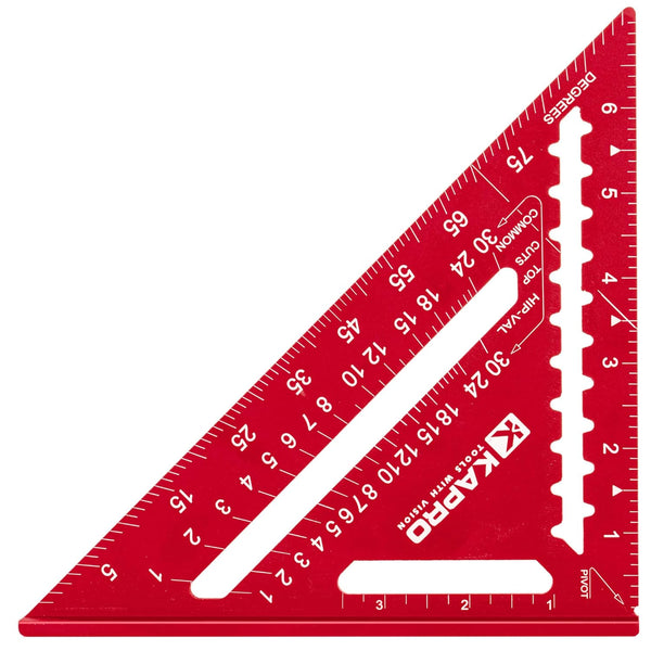 Kapro 446 High Definition Anodized Rafter Square, 7 Inch, Lightweight & Compact with Conversion Table and Protractor