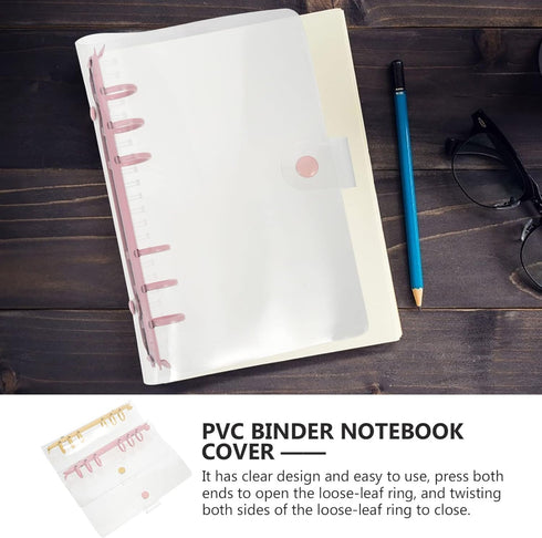 Cute Binder Cover, 2pcs Clear A6, 6-Ring, Refillable Planner, Snap Button Closure, Loose Leaf Folder