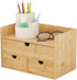 Desk Organizer with Drawers, Bamboo Desktop Organizers Storage for Bills, Office Supplies, Cosmetics, No Assembly