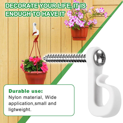 20Pcs SELEWARE White Q-Hanger Hooks for Outdoor String Lights, Screw-in Christmas Light Hooks for Hanging Patio, Fairy