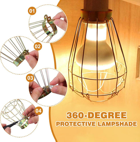 6pcs Bulb Kisangel Adjustable Metal Industrial Lamp Covers, Vintage Light Cover, Light Cage Hanging Pendant for Home