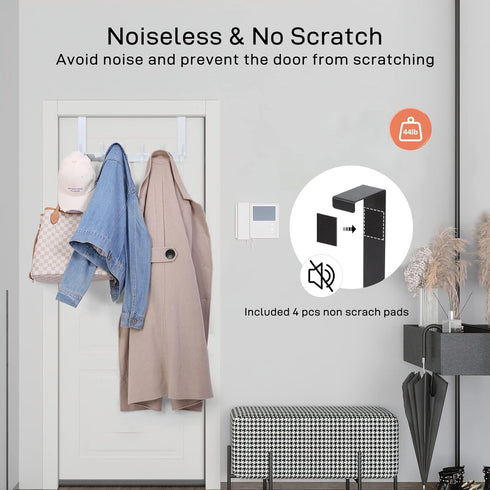 Over The Door Hooks, 2 Pack Hanger Hooks for Hanging, Towel Racks for Bathroom with 12 Coat Hooks