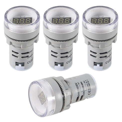 4PCS Round LED Voltage Meter Indicator, Digital LED Display Voltmeter AC 60-500V Voltage Monitor