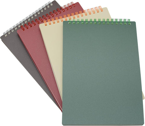 Yansanido Top Bound Spiral Notebook, 4 Pcs 4 Color A5 Size Thick Plastic Hardcover 7mm College Ruled Paper 80 Sheets (160 Pages) Journal for School and Office Supplies (4 Pcs A5) by Yansanido