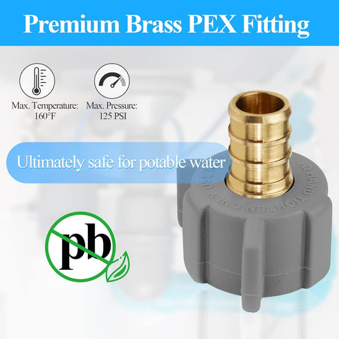 WiseWater 1/2“ PEX Faucet Connector, 4 PCS 1/2” PEX Barb x 1/2” FNPT Swivel Adapter with Stainless Steel Clamp