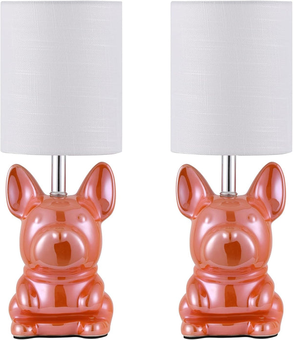 EOEYYOYB Set of 2 Ceramic Table Lamp, Puppy Shape Desk Lamp Cute