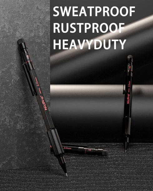 Nicpro 3 Pack 2mm Mechanical Pencils Set with Case, 33 Graphite Lead Refills, 36 Colored Lead, Erasers, Heavy Duty