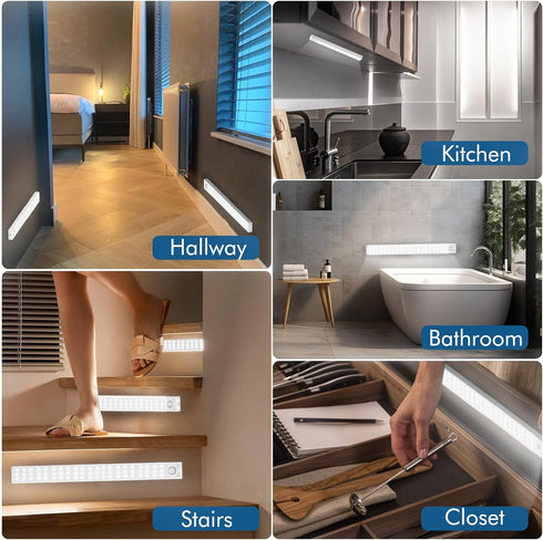 14.5 Inch,Under 63LEDS 2500mAh,Motion Operated,Dimmable Counter Under Cabinet Lights Cabinet Lighting Sensor Light