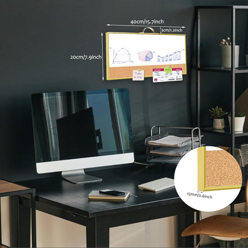 Magnetic Dry Erase White Board and Cork Board, Mini Aluminum Frame Whiteboard with Holder for Home Office Wall Decor