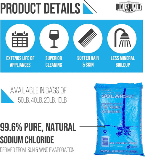 50 lb All-Natural Solar Salt for Water Softening Solutions