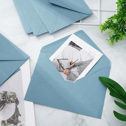 Whaline 50Pcs Dusty Blue A7 Invitation Envelopes Set, V-Flap Gift Card Sleeves for Mailing, 7.3x5.3 Inch