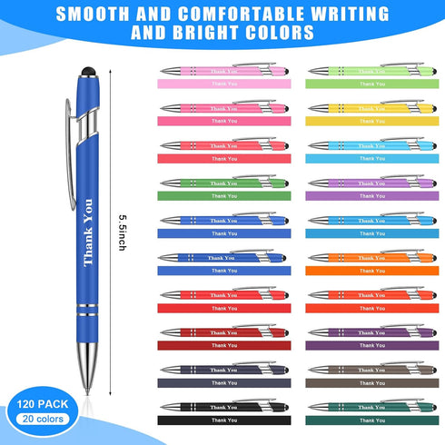 Sherr 120 Pieces Christmas Thank You Pens - Touch Screen 2 in 1 Pens with Stylus Tip for Events and Office Gifts