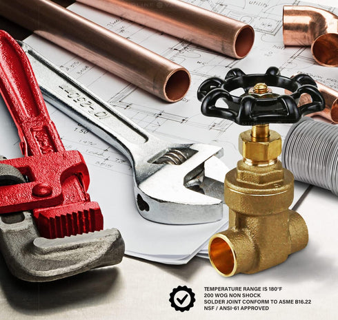 MIDLINE VALVE 427D334 Gate Valve, Lead-Free, 1-1/2 in. Sweat Connection