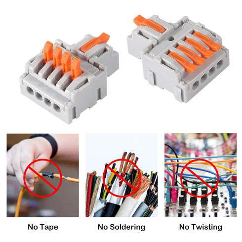 AITRIP 10Pcs Lever Wire Connectors, Mini Quick Terminal Block Compact Splice Electrical Connectors, 1 in 4 Out